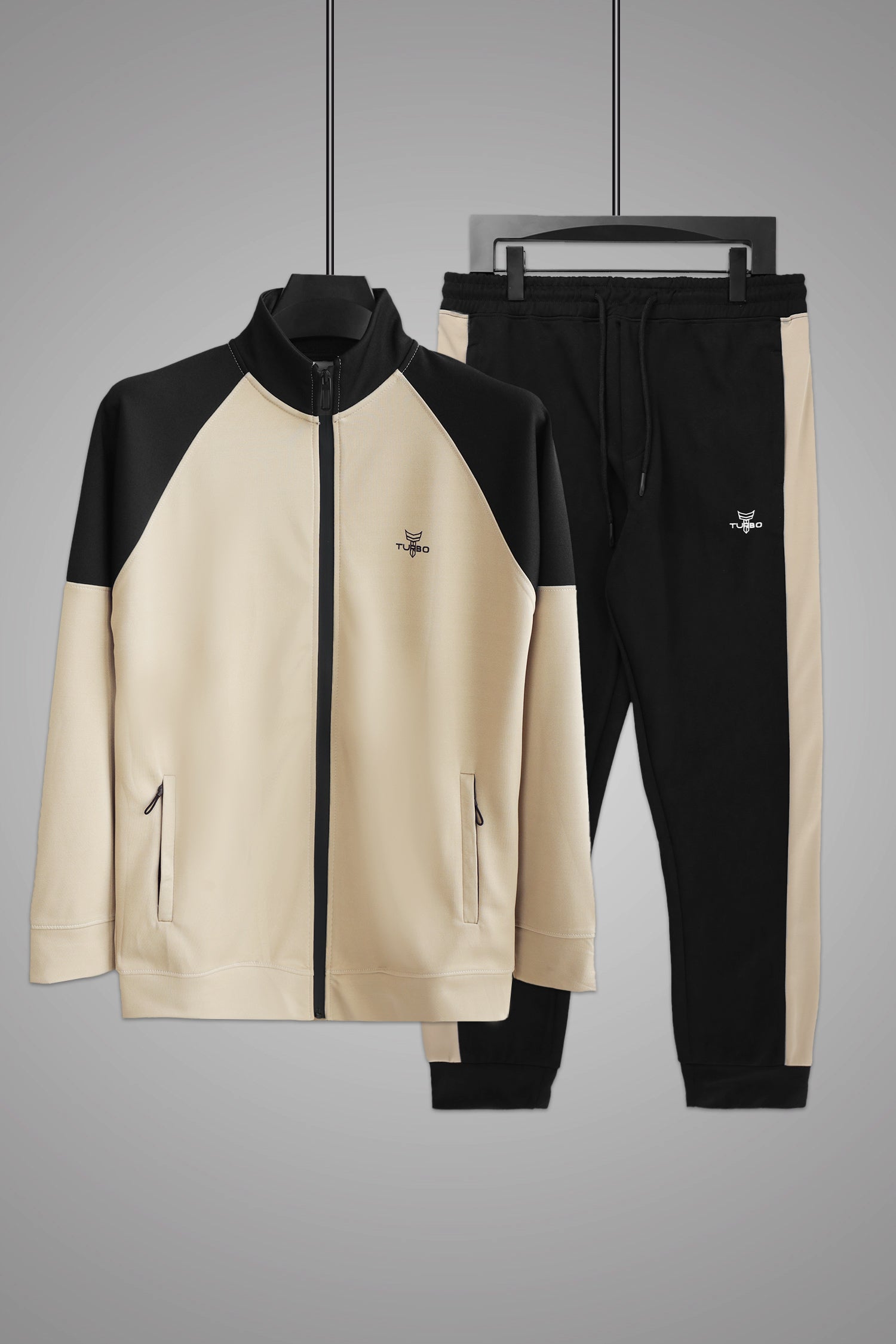 Turbo Raglan Sleeves Panel Moke Neck Zipper Tracksuit