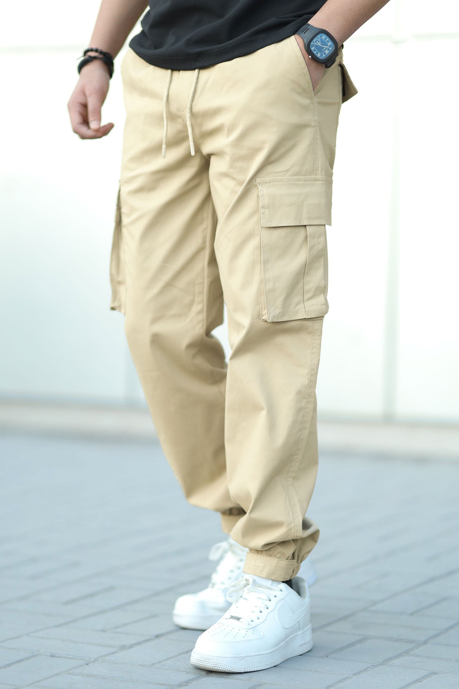 Turbo Vintage Grip Signature Imp Cotton Cargo Trouser In Light Skin