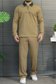 Lro Piana Authentic Style Collar Men's Co-Ord Set In Light Skin