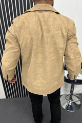 Zip Pocket Style Men's Imported Suede Leather Jacket