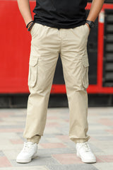 Turbo DrawString Pockets Cotton Loose Bottom Trouser In Light Skin