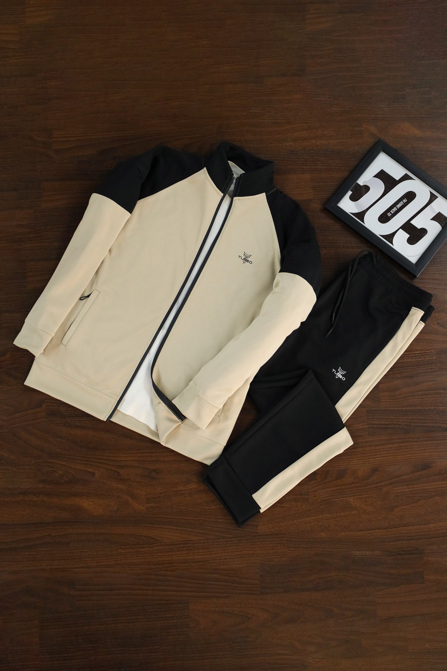 Turbo Raglan Sleeves Panel Moke Neck Zipper Tracksuit
