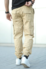 Turbo Vintage Grip Signature Imp Cotton Cargo Trouser In Light Skin