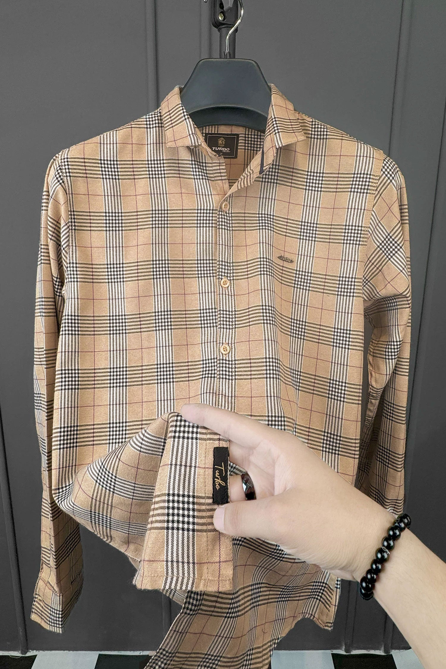 Turbo Plaid Pattern Creation Long Sleeve Cotton Casual Shirt