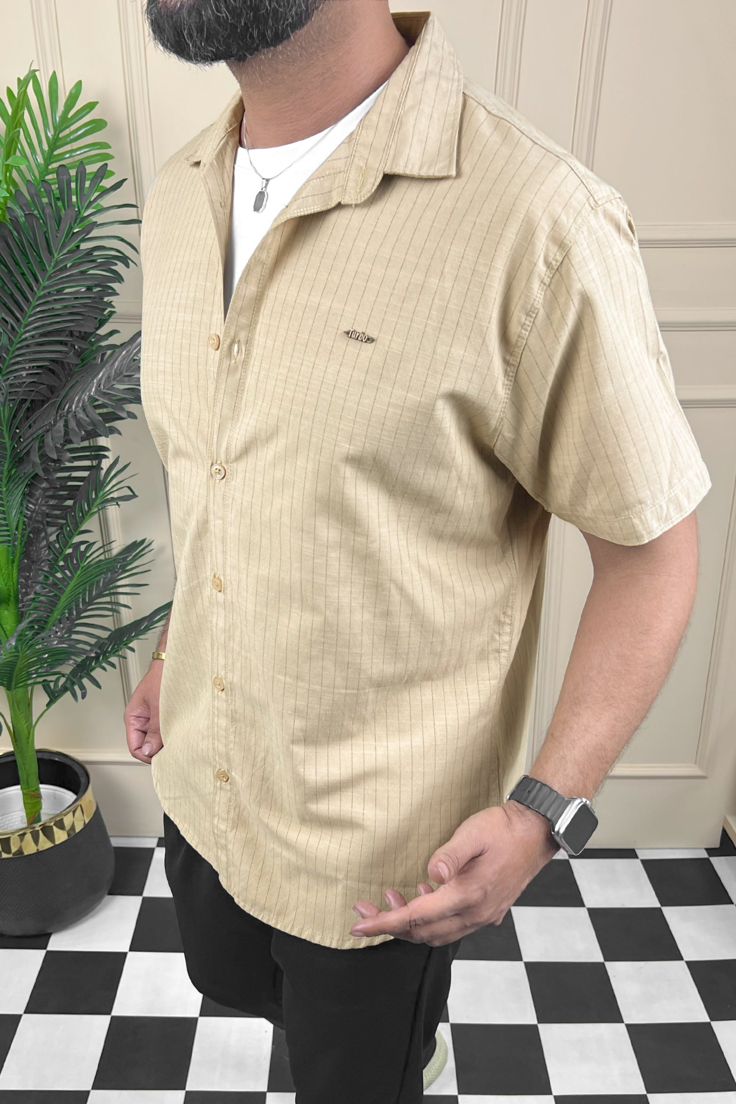 Turbo Creamline Striped Comfort Casual Shirt