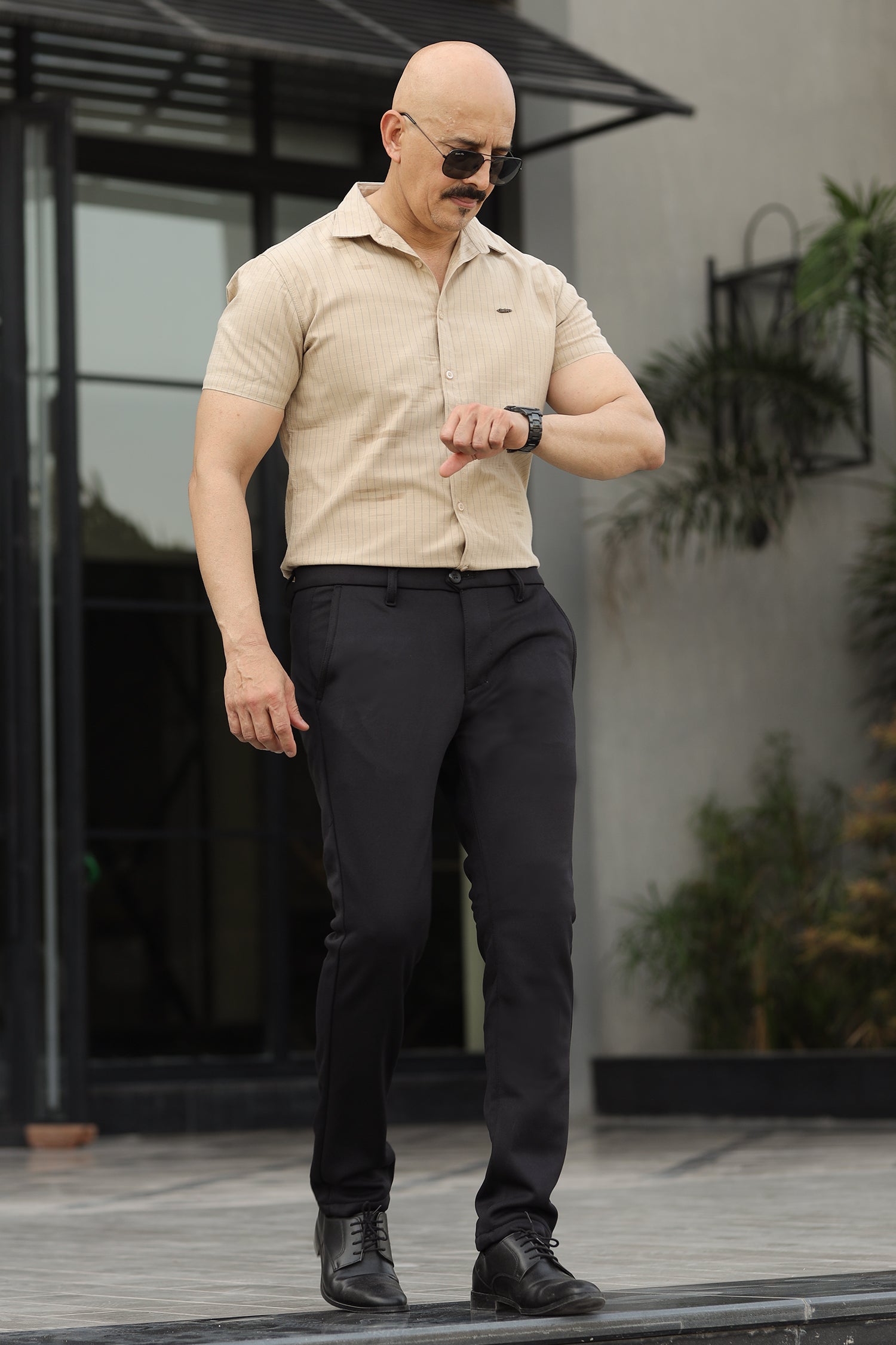 Turbo Creamline Striped Comfort Casual Shirt In Light Skin