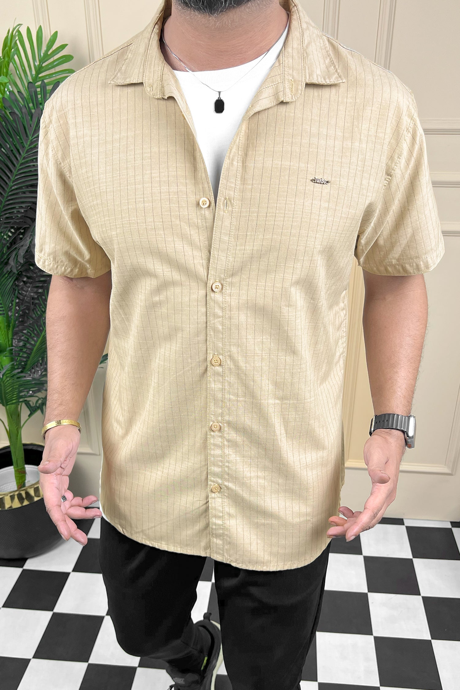 Turbo Creamline Striped Comfort Casual Shirt
