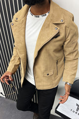 Zip Pocket Style Men's Imported Suede Leather Jacket