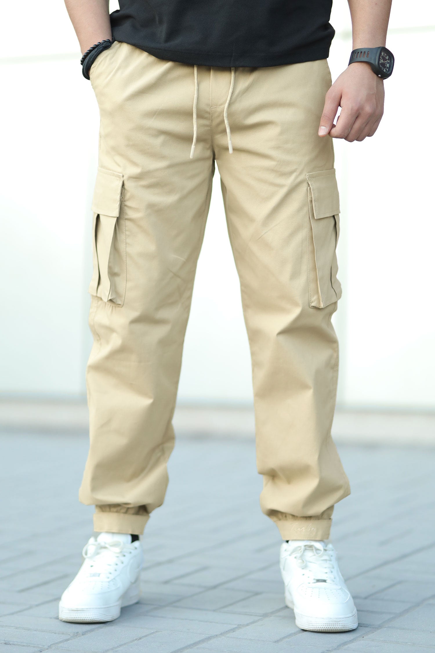Turbo Vintage Grip Signature Imp Cotton Cargo Trouser In Light Skin