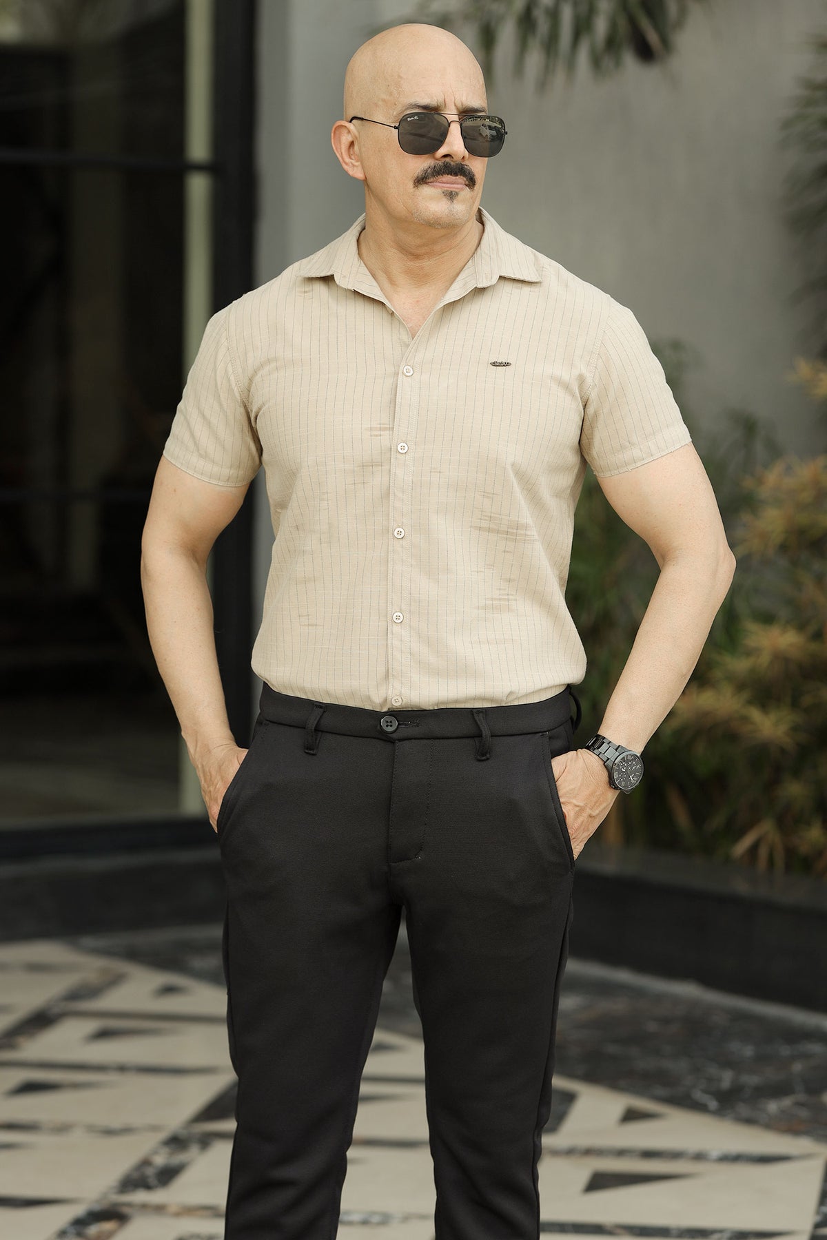 Turbo Creamline Striped Comfort Casual Shirt In Light Skin