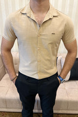 Turbo Creamline Striped Comfort Casual Shirt In Light Skin