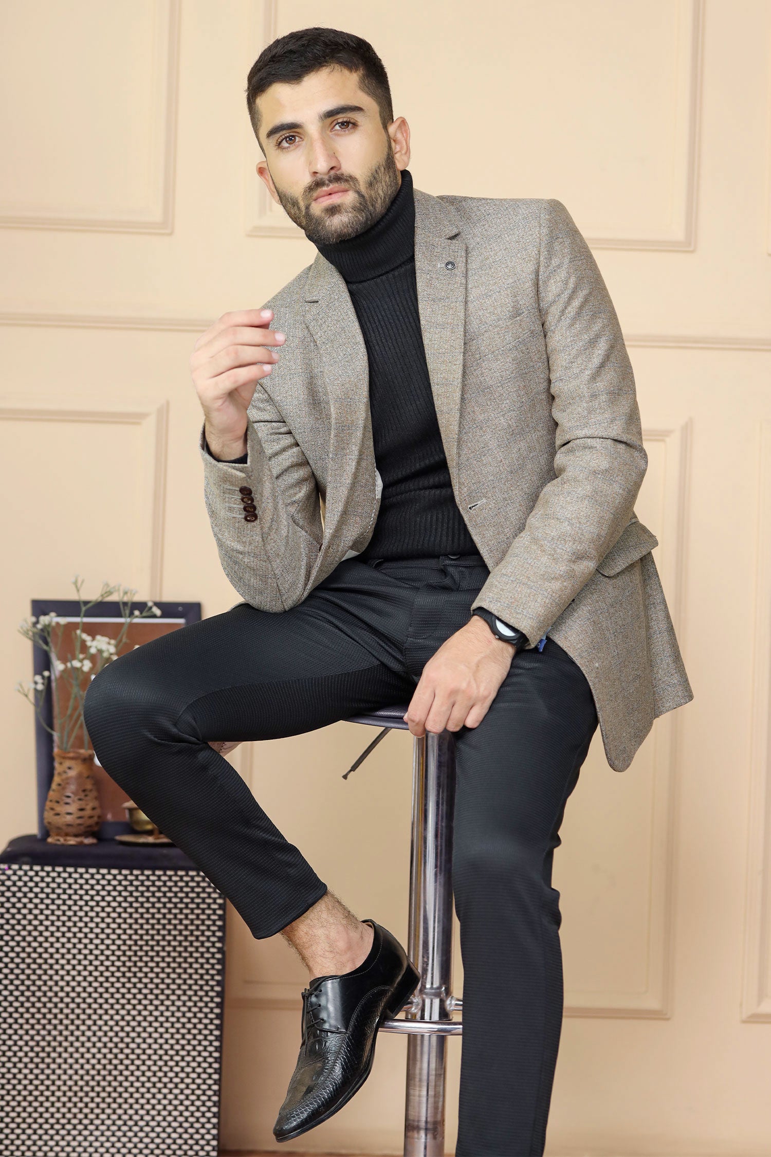 Classic Rich Self Lining Pattern Men Blazer
