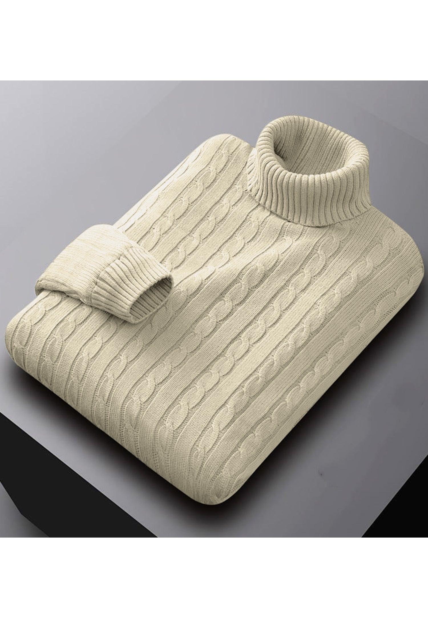 Textured Pattern Turtleneck Cashmere High Neck