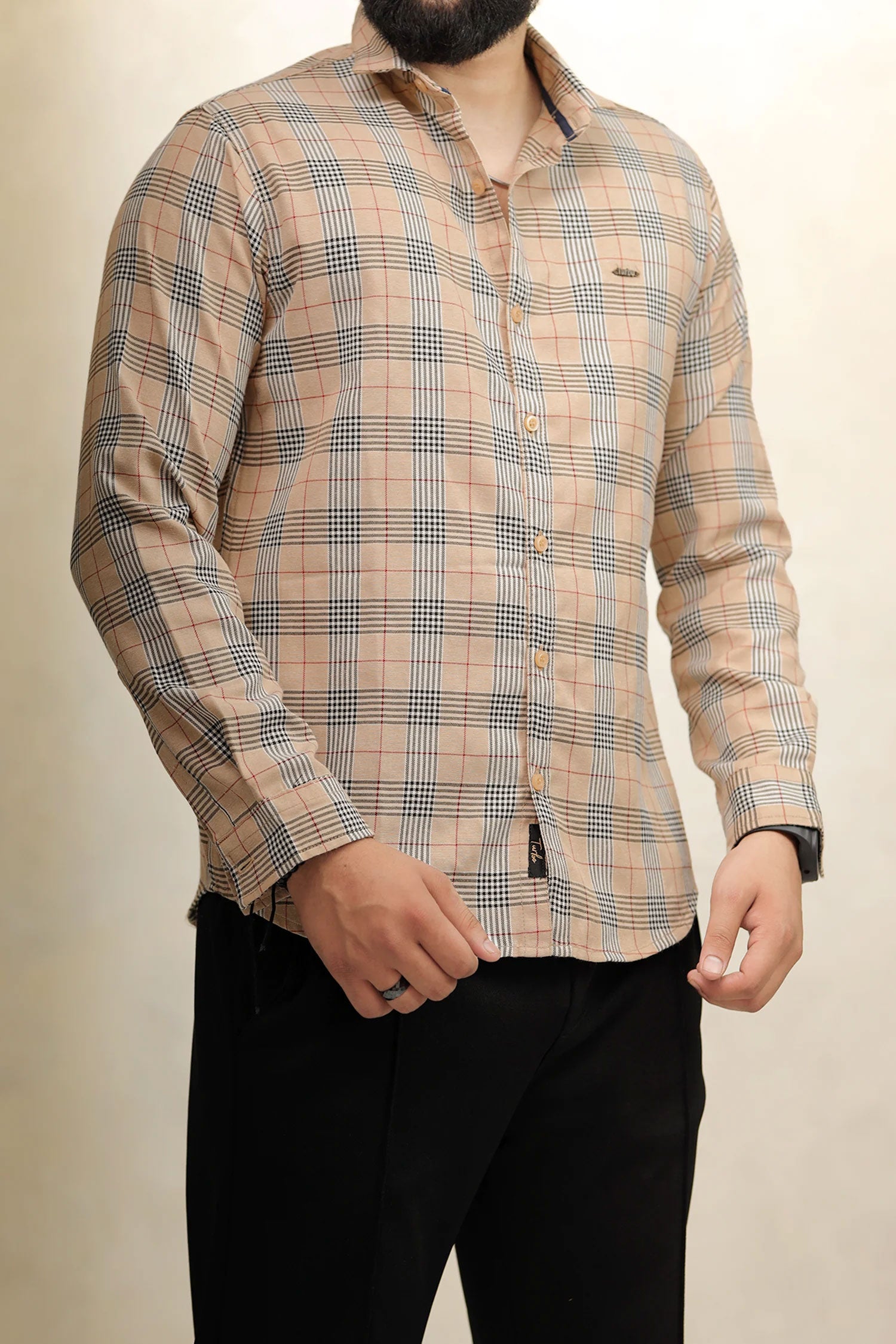 Turbo Plaid Pattern Creation Long Sleeve Cotton Casual Shirt