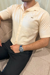 Turbo Knit Craft Crochet Casual Shirt In Light Skin