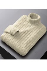 Textured Pattern Turtleneck Cashmere High Neck In Light Skin