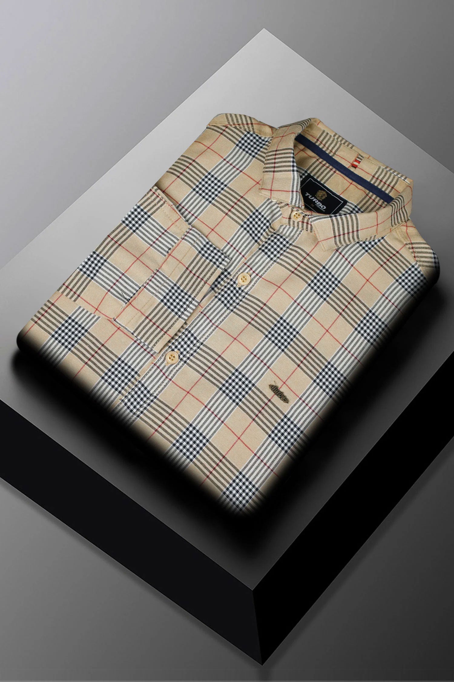 Turbo Plaid Pattern Creation Long Sleeve Cotton Casual Shirt