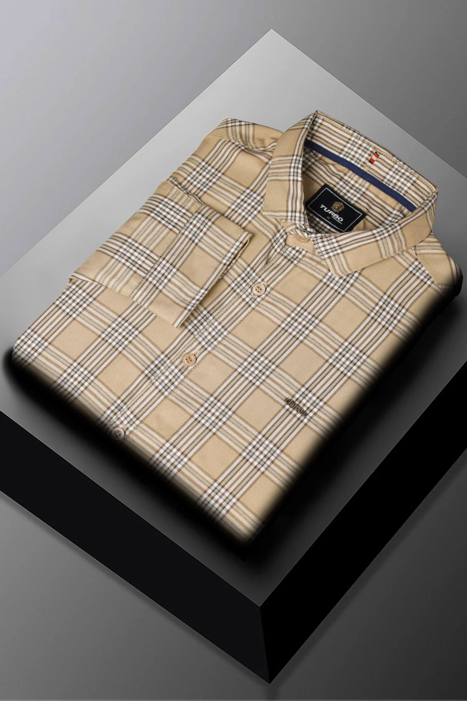 Turbo Tattersall Checkered Long Sleeve Cotton Casual Shirt