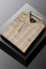 Turbo Tattersall Checkered Long Sleeve Cotton Casual Shirt In Light Skin