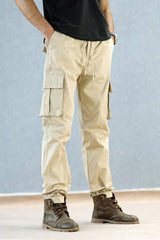 Turbo Vintage Grip Signature Imp Cotton Cargo Trouser In Light Skin