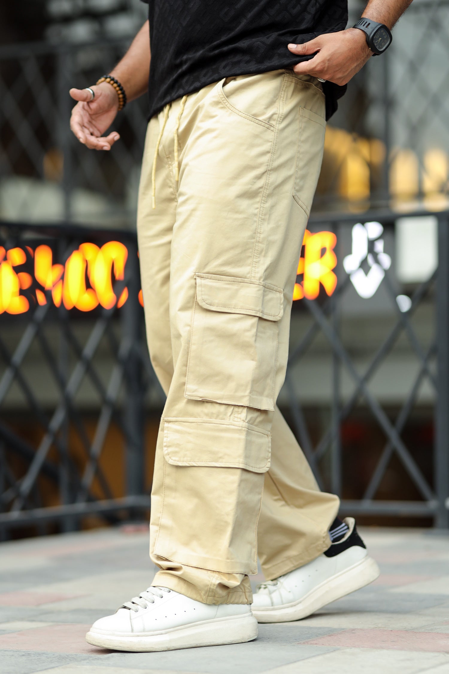 Turbo Pocket Style Imp Cotton Blend Cargo Trouser In Light Skin