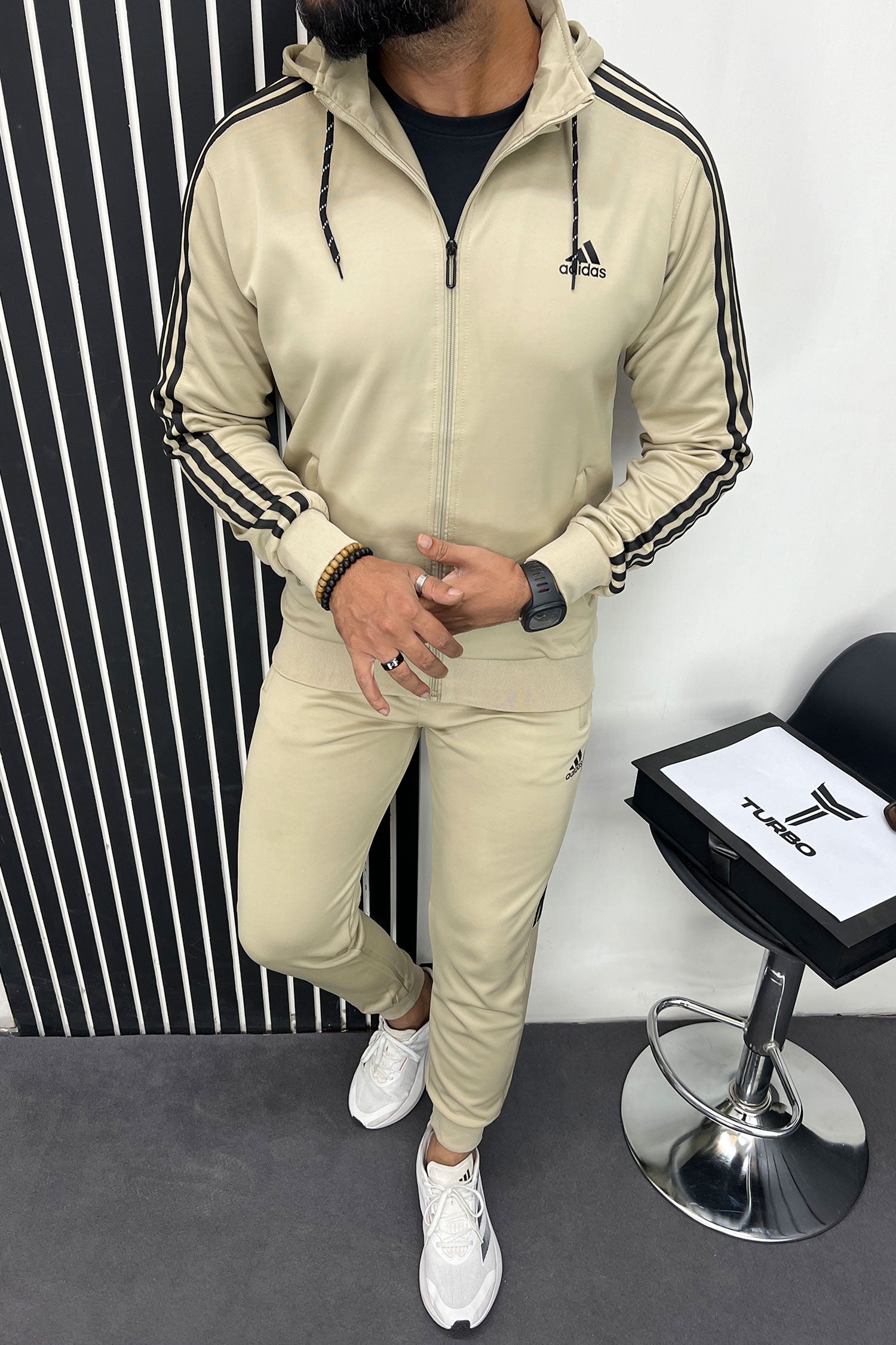 Adds Signature Slogan Sportswear Men Zipper Tracksuit