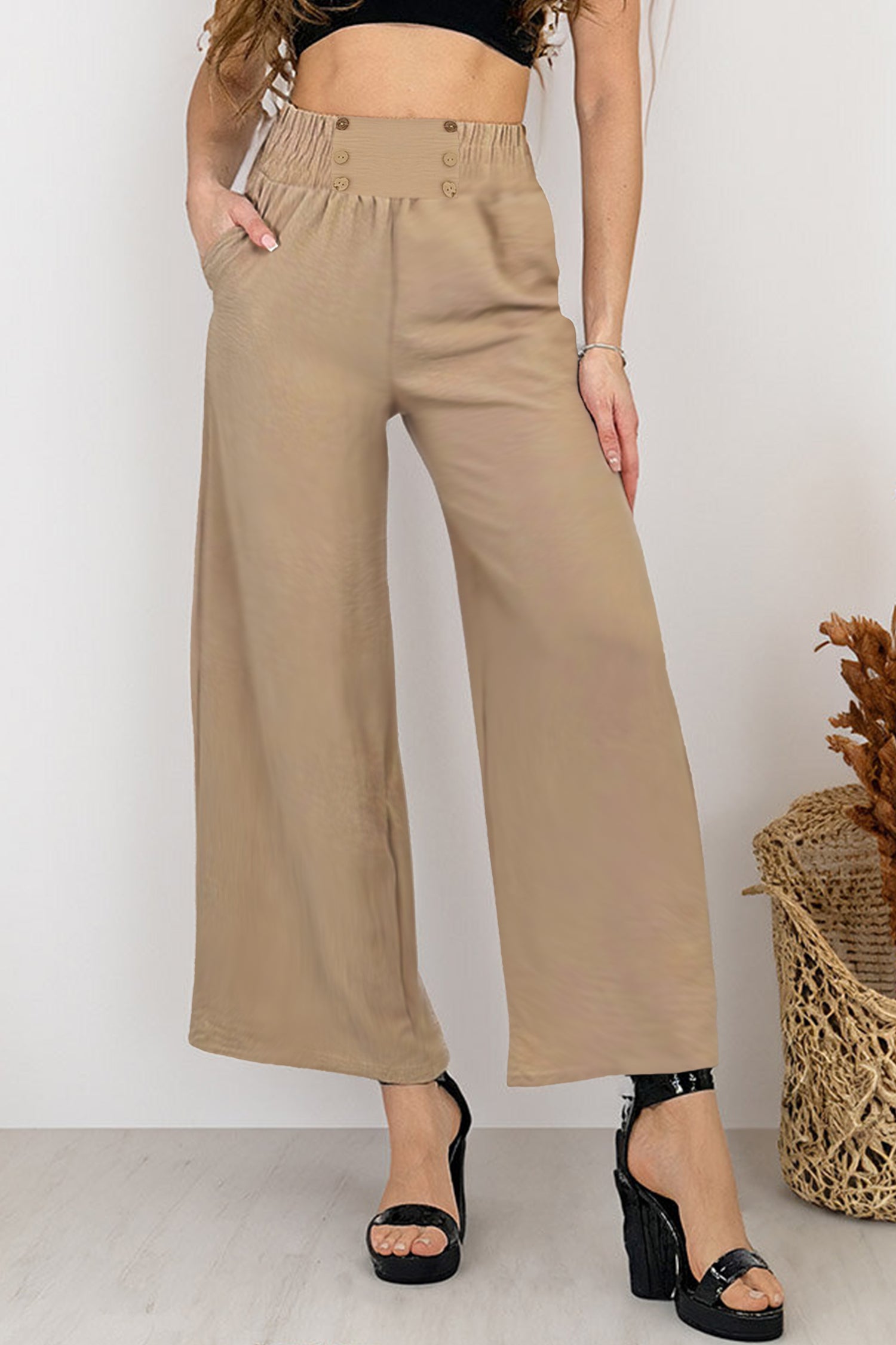 Trendy Button Threadz Belted Comfy Flapper Trouser - Women