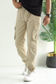 Turbo DrawString Pockets Cotton Cargo Trouser In Light Skin
