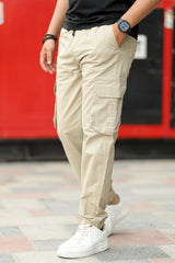 Turbo DrawString Pockets Cotton Loose Bottom Trouser In Light Skin