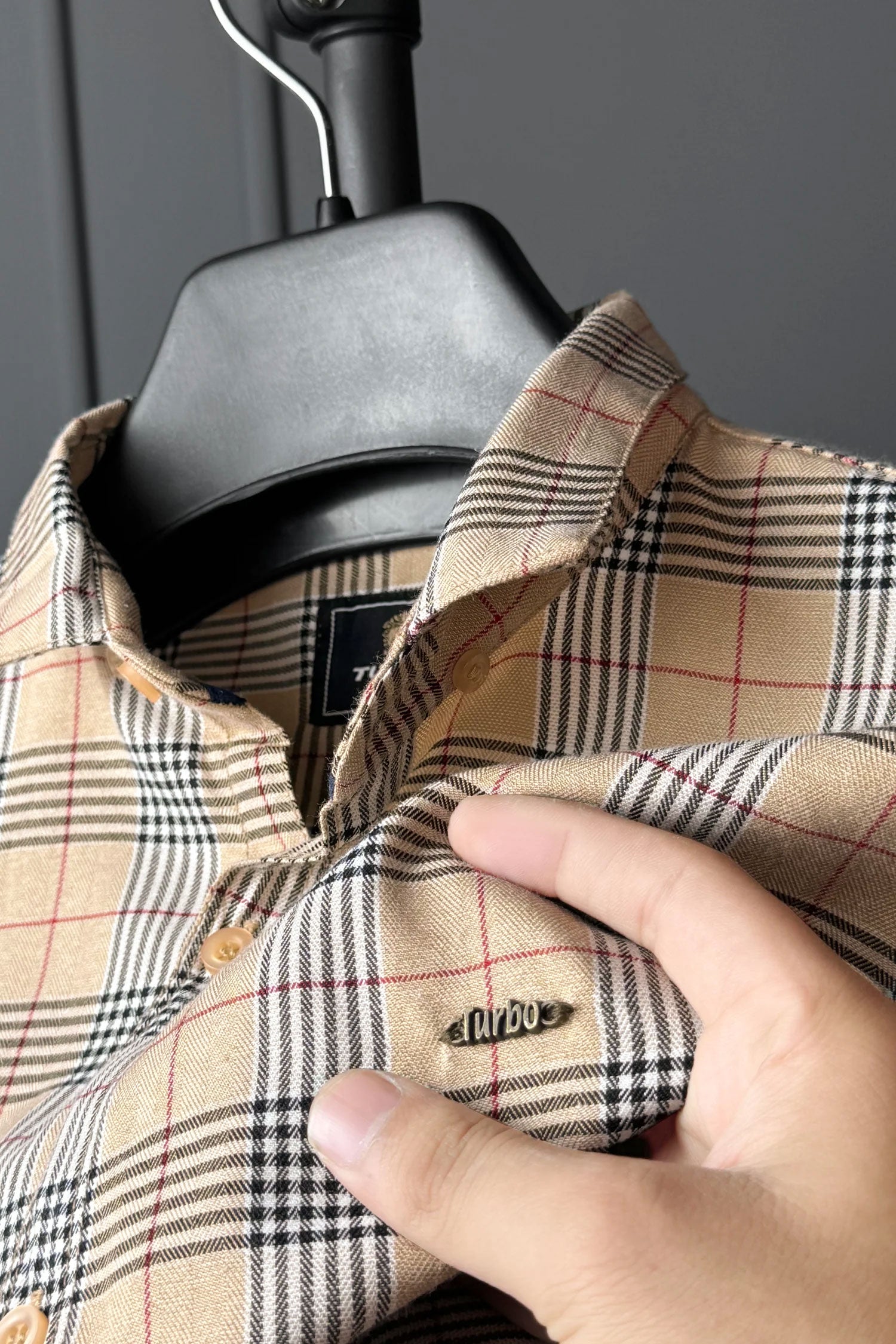 Turbo Plaid Pattern Creation Long Sleeve Cotton Casual Shirt
