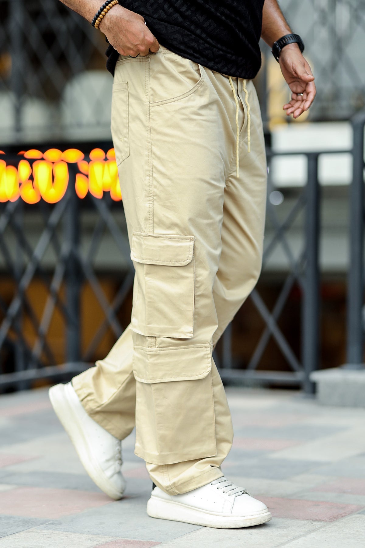 Turbo Pocket Style Imp Cotton Blend Cargo Trouser In Light Skin