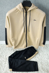 Turbo Hood Style Men Zipper Tracksuit In Light Skin