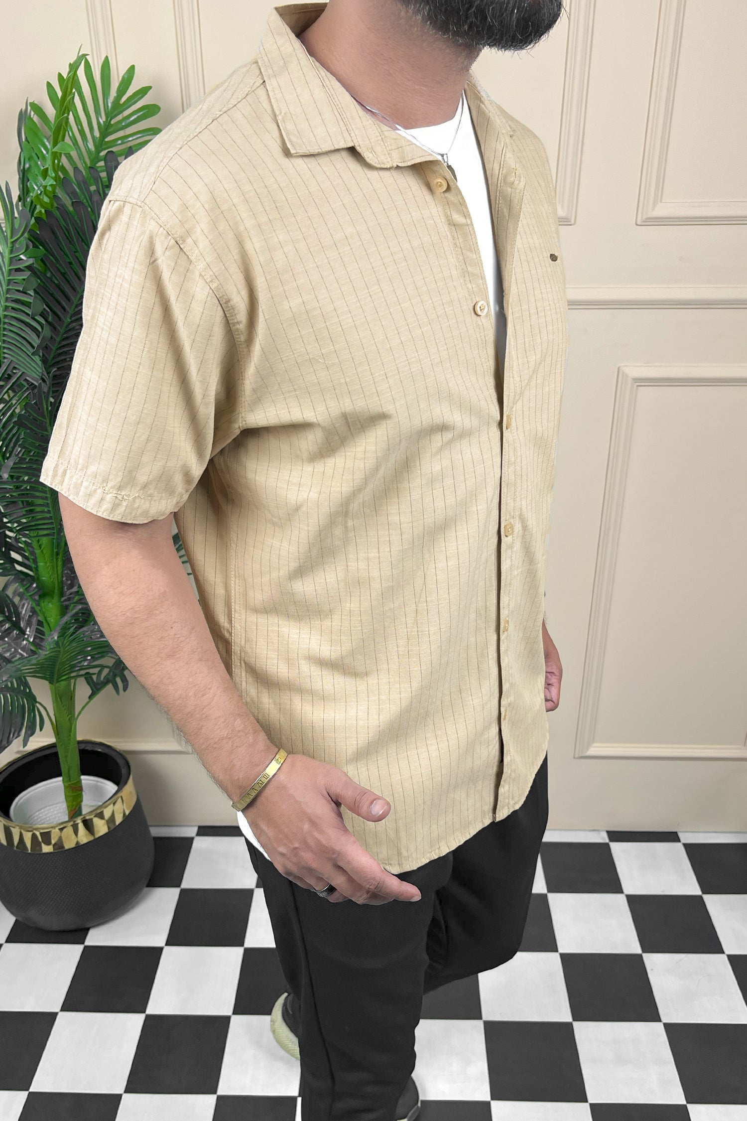 Turbo Creamline Striped Comfort Casual Shirt