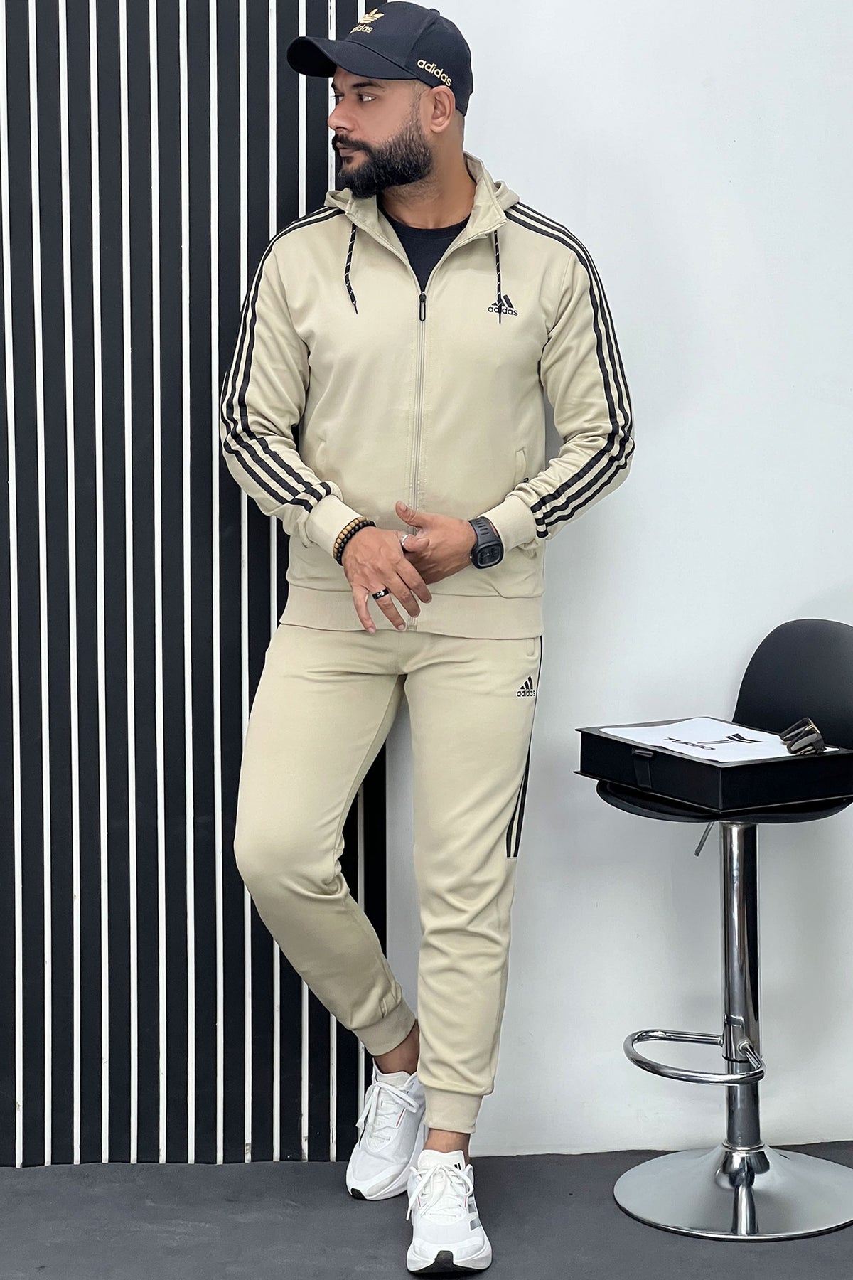 Adds Signature Slogan Sportswear Men Zipper Tracksuit