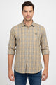 Turbo Tattersall Checkered Long Sleeve Cotton Casual Shirt In Light Skin