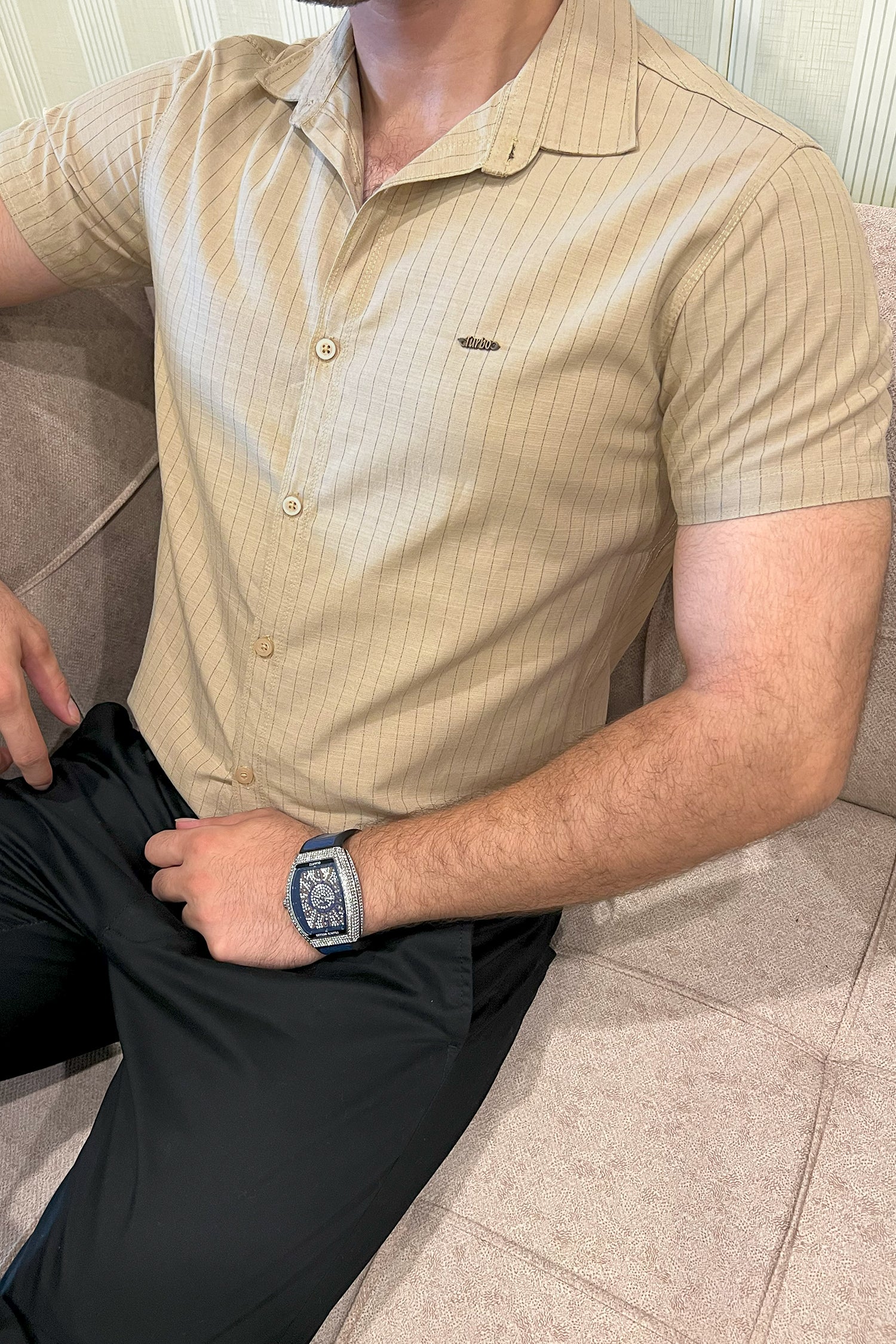 Turbo Creamline Striped Comfort Casual Shirt