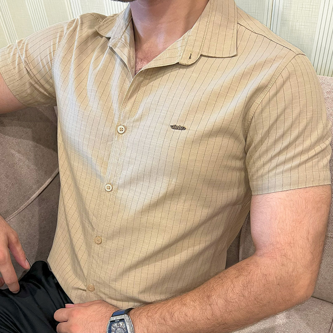 Turbo Creamline Striped Comfort Casual Shirt In Light Skin