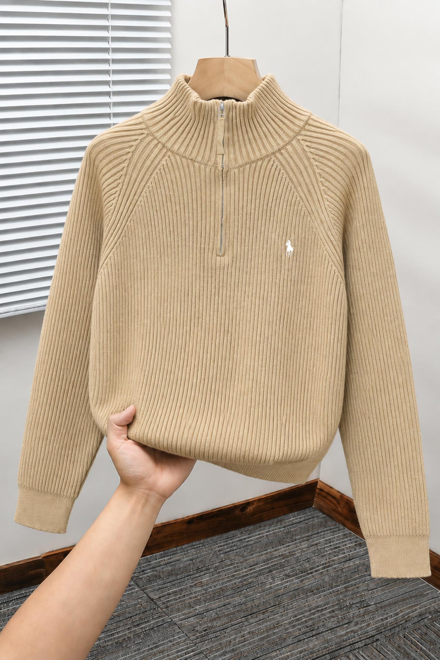 Polo Pony Winter Old Money Pullover Imported Men's Jumper Sweater In Light Skin