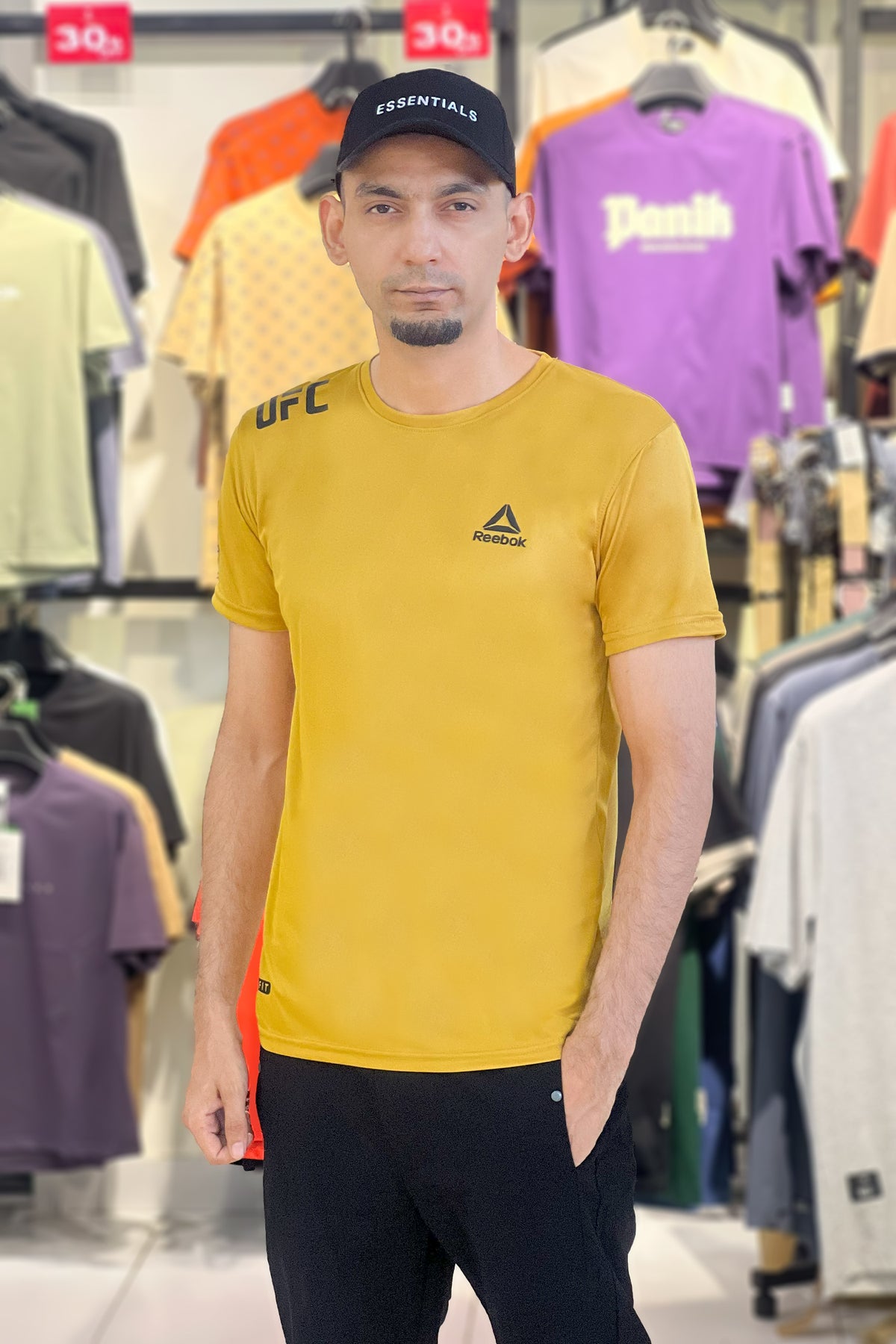 Rebok Printed Logo Training Dry-Fit Tee In Light Yellow
