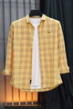 Turbo FearLess Checked Long Sleeve Cotton Casual Shirt In Light Yellow