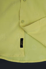 Embossed Floral All Over Casual Shirt In Light Yellow