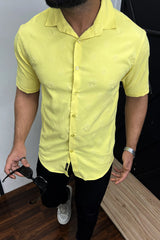 Embossed Floral All Over Casual Shirt In Light Yellow