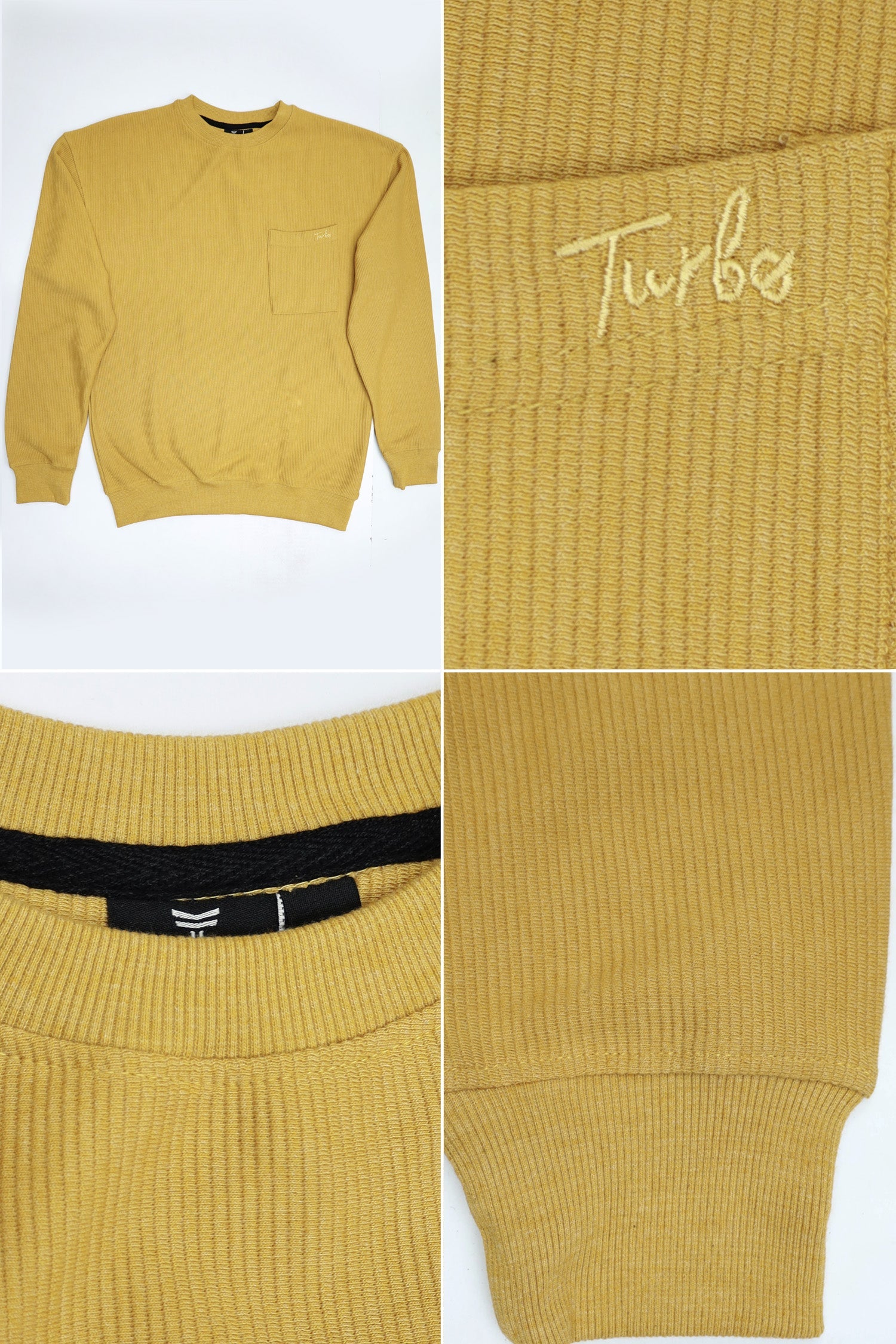Turbo Pocket Style Embroided Men's Sweatshirt In Light Yellow