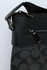 Coah Signature Print PU Leather Cross Body Bag in Black