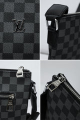 Luis Vten Signature Pattern PU Leather Cross Body Bag in Black