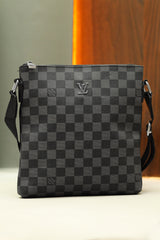 Luis Vten Signature Pattern PU Leather Cross Body Bag in Black