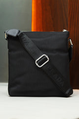 Prda Imported Front Pocket Cross Body Bag in Black