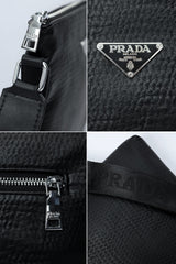 Prda Imported Soft Leather Cross Body Bag in Black