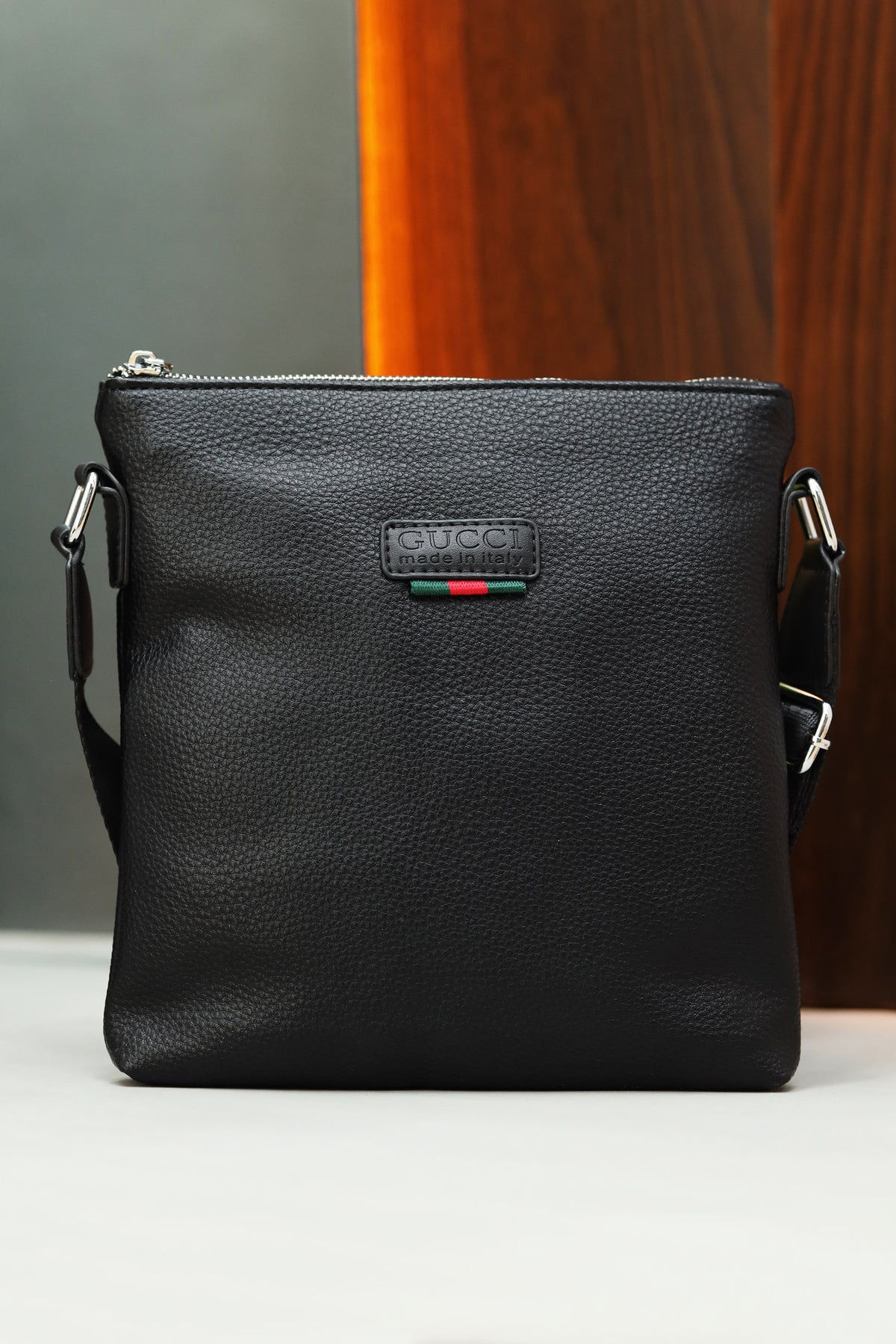 Guci Imported Soft Leather Cross Body Bag in Black