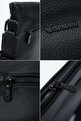 Armni Imported Soft Leather Cross Body Bag in Black